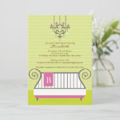 Baby shower bébé enfant Invitation chic fille rose (Debout devant)