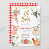 Baby shower bébé ferme oh invitation (Devant / Derrière)