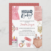 Baby shower bébé fille douche Invitations (Devant / Derrière)