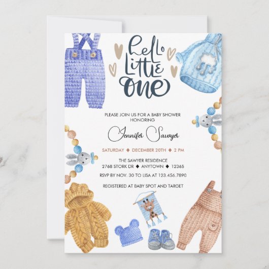 Baby shower bébé garçon douche Invitations (Devant)