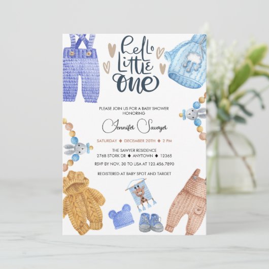 Baby shower bébé garçon douche Invitations (Debout devant)