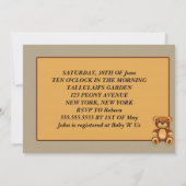 Baby shower bébé GARÇON Teddy Bear Invitation Card (Dos)