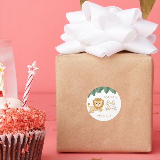 Baby shower bébé lion de faveur autocollants (Fête)