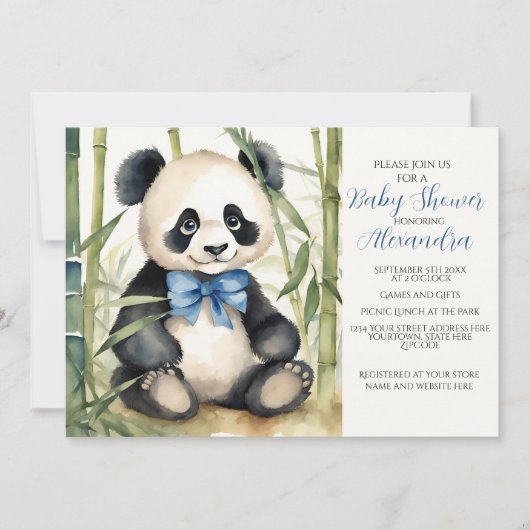 Baby shower bébé Panda Boy Invitation (Devant)