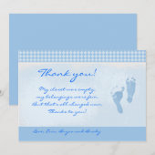 Baby shower Bébé Pieds Bleus Merci plat (Devant / Derrière)