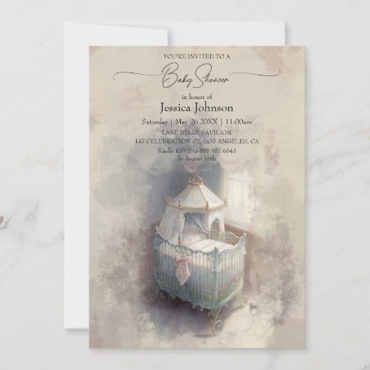 Baby shower bébé Shabby Chic Blue Invitation (Devant)