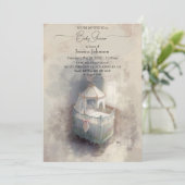 Baby shower bébé Shabby Chic Blue Invitation (Debout devant)