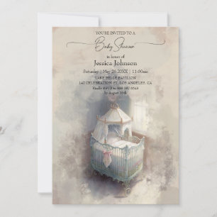 Baby shower bébé Shabby Chic Blue Invitation
