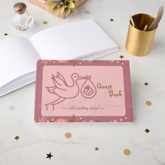 Baby shower-bébé sur la cigogne (Recto ouvert)