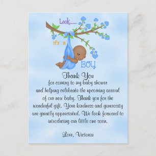 Baby Shower Bedankt Jongen Etnisch Briefkaart
