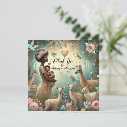 Baby shower Bedankt Kaarten Douchen met liefde (Staand voorkant)