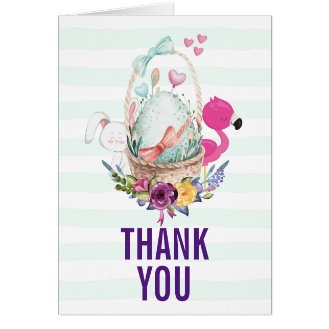 Baby shower Bedankt Nesting Egg w/ Flamingo & Bunn (Voorkant)