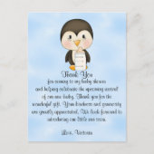 Baby shower Bedankt Penguin Briefkaart (Voorkant)