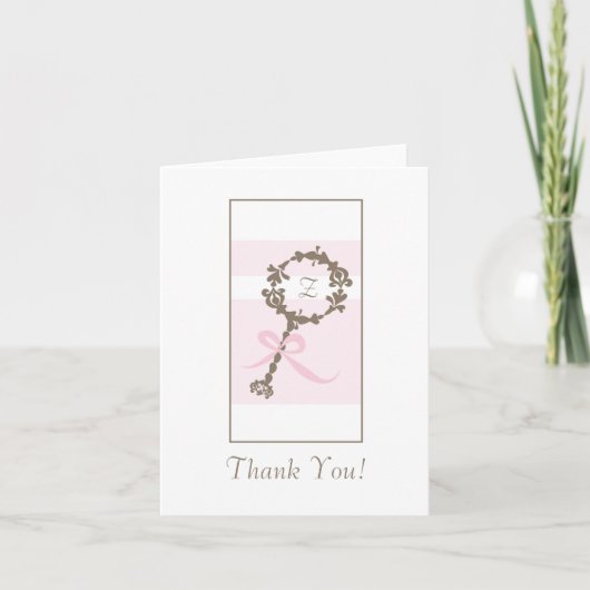 Baby shower Bedankt - Pink Rattle (Voorkant)