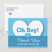 BABY SHOWER BEDANKT Polka Dot V08 BLUE Briefkaart (Voorkant / Achterkant)