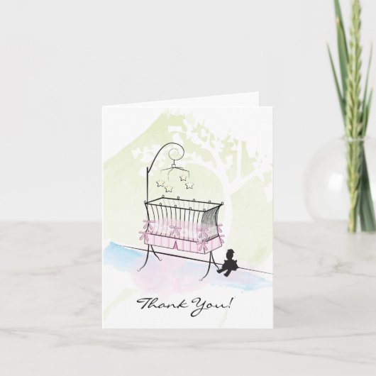 Baby shower Bedankt - Roze (Voorkant)