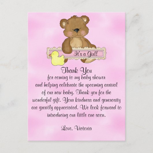 Baby shower Bedankt Teddy Bear Briefkaart (Voorkant)