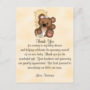 Baby shower Bedankt Teddy Bear Briefkaart