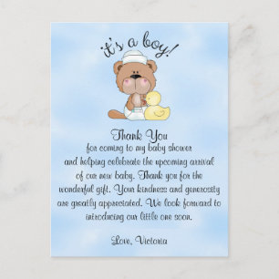 Baby shower Bedankt Teddy Bear Briefkaart