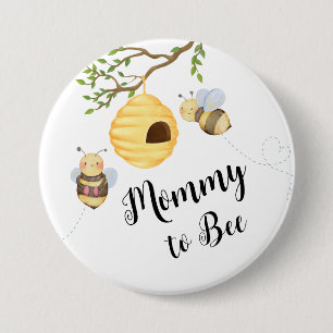 Baby shower Bee Pins - Voeg uw aangepaste naam toe Ronde Button 7,6 Cm