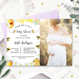 Baby shower Bee Sunflower Photo Invitation
