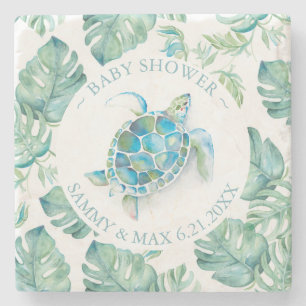 Baby shower begunstigt Tropisch Zee Schildpad Stenen Onderzetter