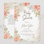Baby shower beige Floral Invitation (Devant / Derrière)