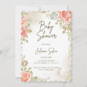 Baby shower beige Floral Invitation (Devant)