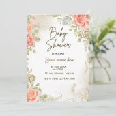 Baby shower beige invitations florales (Debout devant)