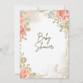 Baby shower beige invitations florales (Dos)