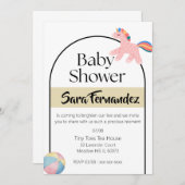 Baby shower beige wit kaart (Voorkant / Achterkant)