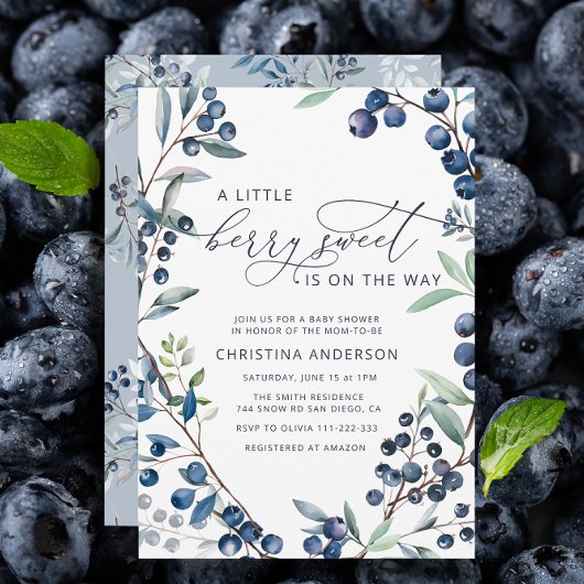 Baby shower Berry Sweet Blueberry Invitation