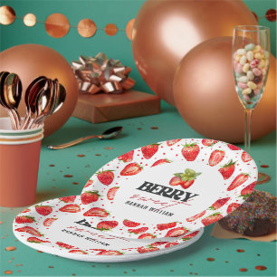Baby shower Berry Sweet Strawberries Papieren Bordje