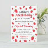 Baby shower Berry Sweet Strawberry Invitation (Debout devant)