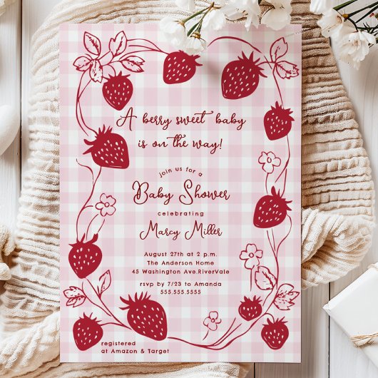 Baby shower Berry Sweet Strawberry Invitation