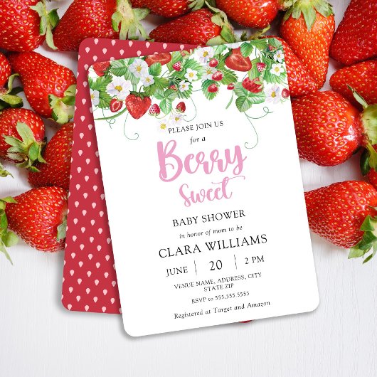 Baby shower Berry Sweet Strawberry Invitation