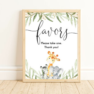 Baby shower bevoordeelt bord safari dieren greener poster