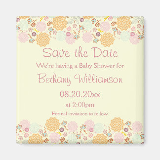 Baby shower Bewaar de datum Fancy Modern Floral Magneet