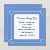 Baby shower Bible Verse Bleu Gratté Invitation (Devant / Derrière)