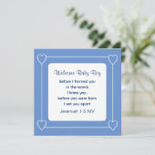 Baby shower Bible Verse Bleu Gratté Invitation (Debout devant)