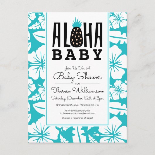BABY SHOWER | Bienvenue Bébé Aloha Carte Postale (Devant)