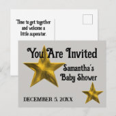 Baby shower Bienvenue Superstar Star Invitation (Devant / Derrière)