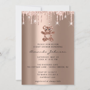 Baby shower bier Glitter Roos Gold Drids Boy Girl Kaart