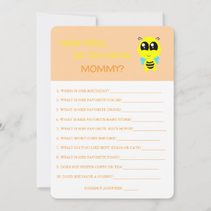 Baby shower, bij, hoe goed ken je mam Kaart
