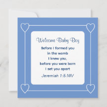 Baby shower Bijbel Verse Striped Blue Uitnodiging