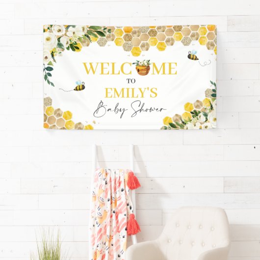 Baby shower bijen mama om genderneutraal te zijn spandoek (Insitu)