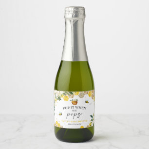 Baby shower bijen mama om genderneutraal te zijn sparkling wijnetiket