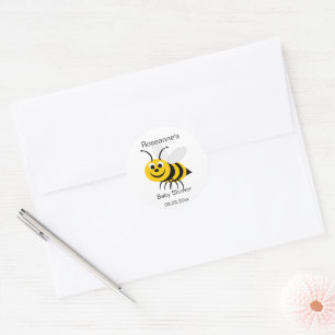 Baby shower bijenontwerp ronde sticker