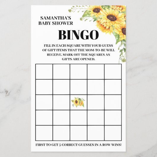 Baby shower Bingo engelse spaanse spelkaart Flyer (Voorkant)
