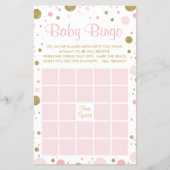 Baby shower Bingo, Faux Confetti, Roze, Goud Flyer (Voorkant)